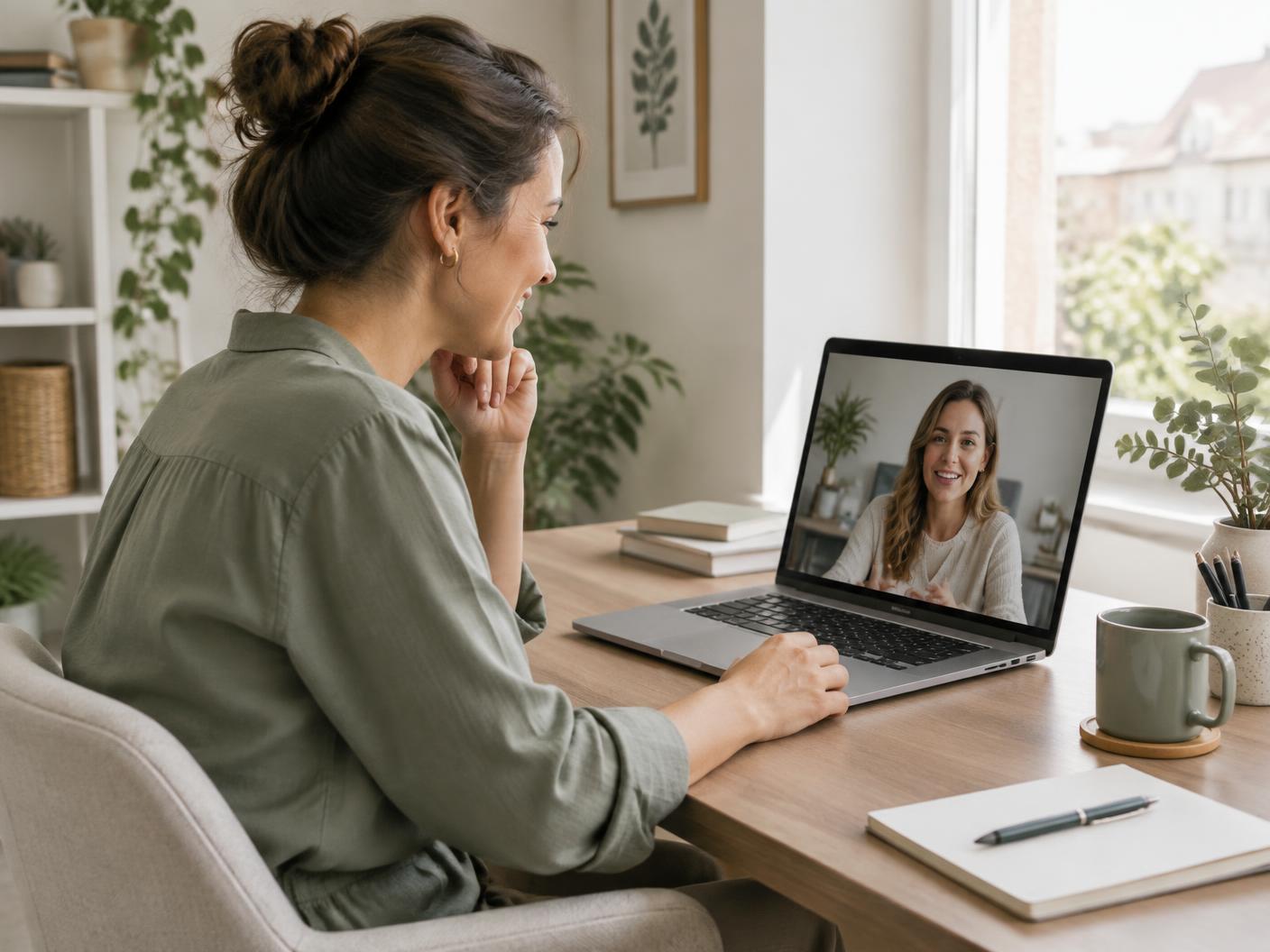 Dos profesionales en una videollamada de trabajo